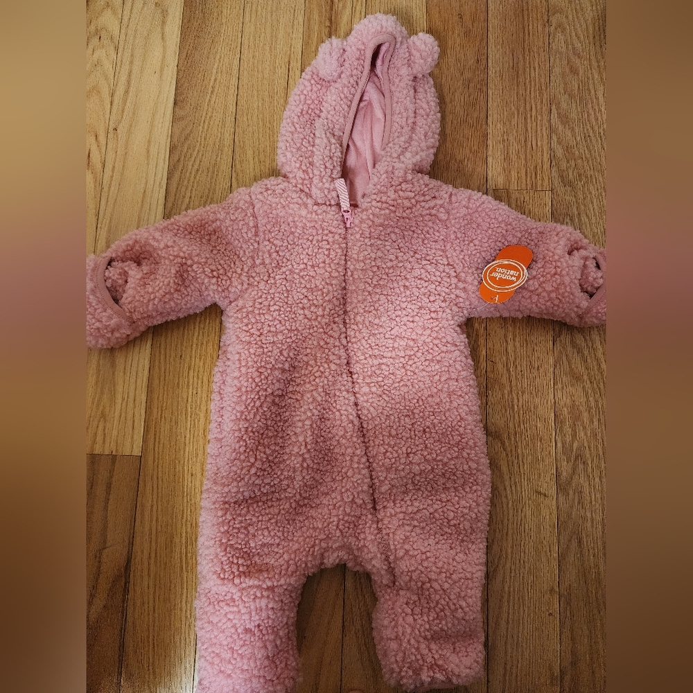 Wonder Nation Pink Fleece Baby Footie
